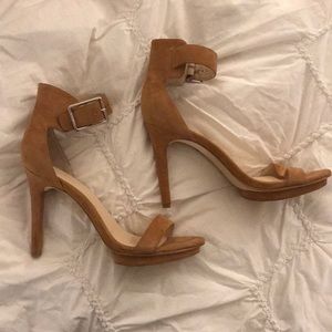 Calvin Klein sandal heels UNWORN Camel suede